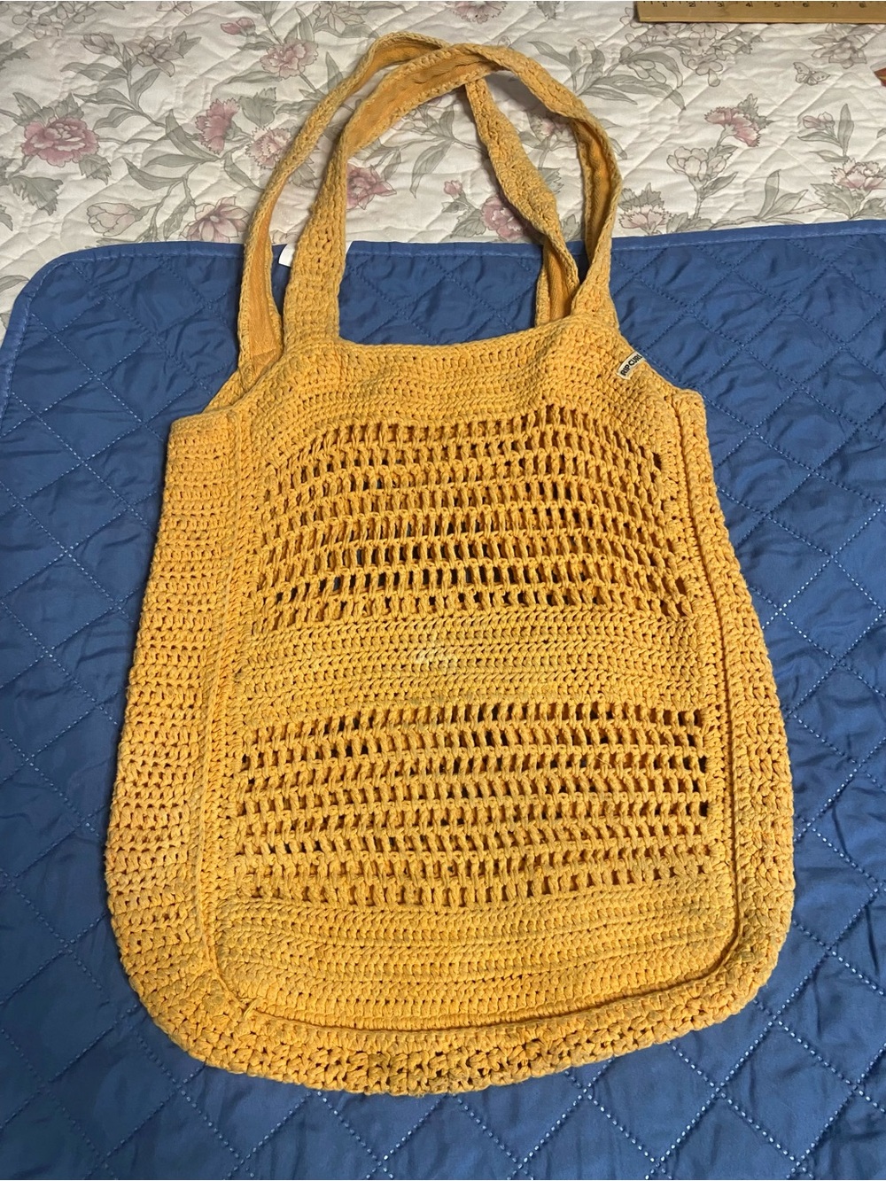 RIPCURL Peach-Orange HOLIDAY Crochet-Knit Shoulder Bag 8L